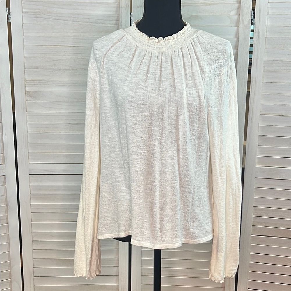 Madewell Texture & Thread Ruffled Mockneck Top Ivory Large